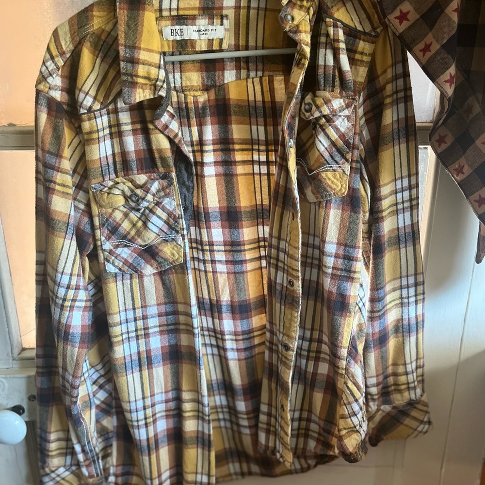 BKE Yellow Plaid Button-Down Shirt